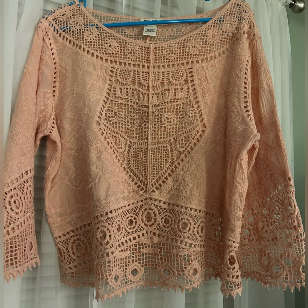 Ultra Pink Peach Lace Blouse